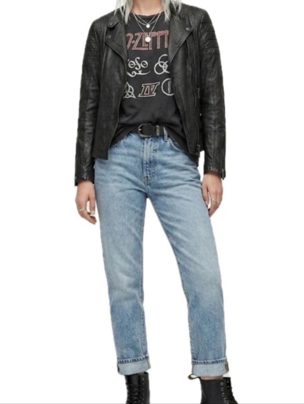Bod & Christensen Black Leather Moto Jacket  M